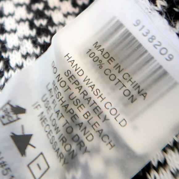 Vince Camuto Black White Houndstooth Plaid Open Front Long Knit Cardigan Sweater - Picture 10 of 11